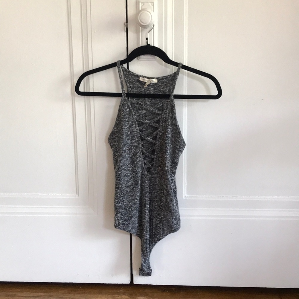 Gray knitted body suit